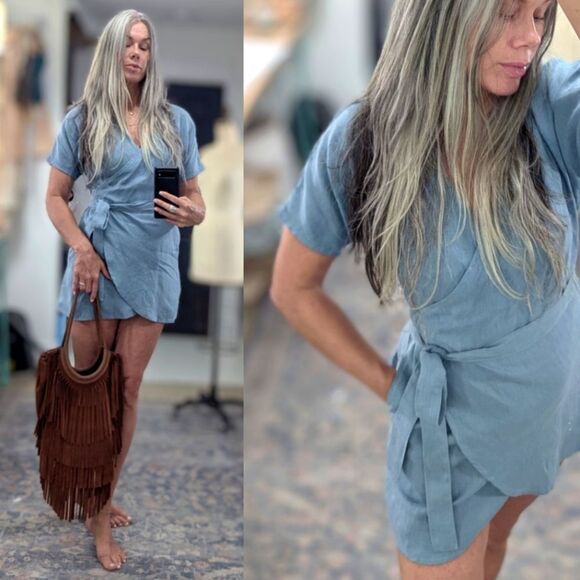 Mimosa Linen Wrap Dress - Picture 9 of 9